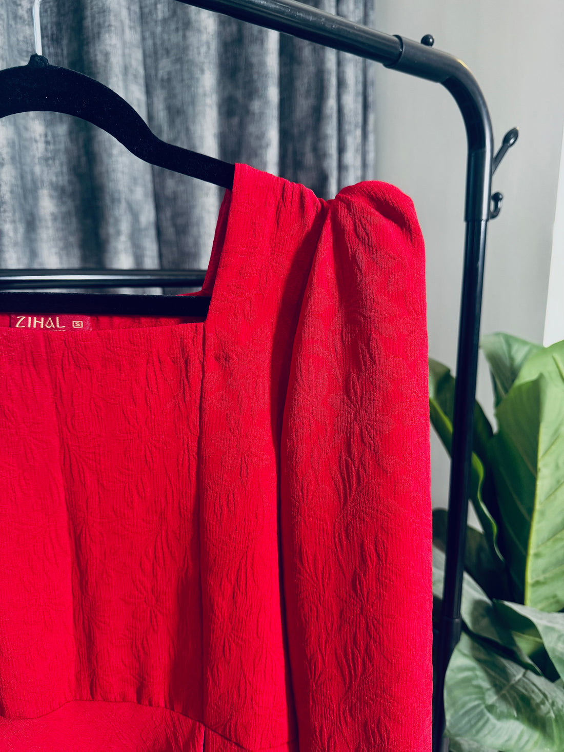 Textured Dress- Scarlet